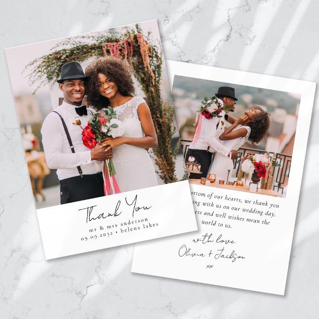 Handwritten Aesthetic Photo Wedding Thank You Card (Creator Uploaded)