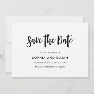 Handwritten and Modern   Black and White Save The Date
