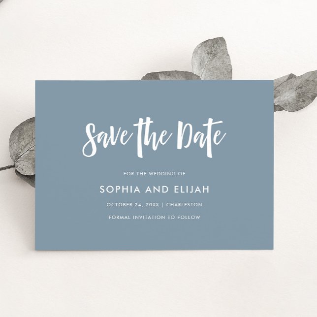 Handwritten and Modern | Dusty Blue Save The Date (Creator Uploaded)