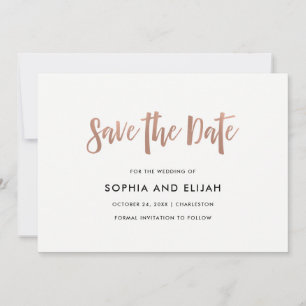 Handwritten and Modern   Faux Rose Gold with Photo Save The Date