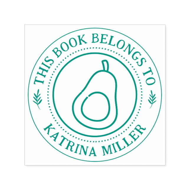 Handwritten Avocado Round Custom Library  Self-inking Stamp (Design)