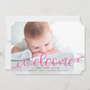 Handwritten Baby Birth Photo Announcement Card