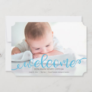 Handwritten Baby Birth Photo Announcement Card