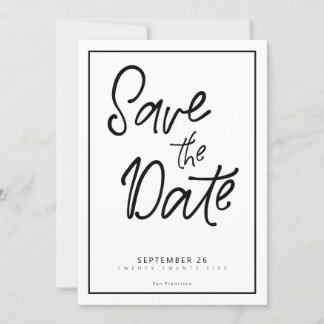 Handwritten Black l Photo Save The Date Invitation