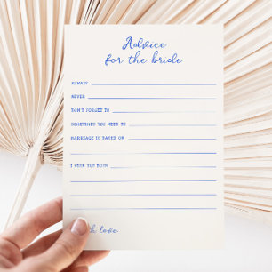 Handwritten Blue Advice for the bride Card