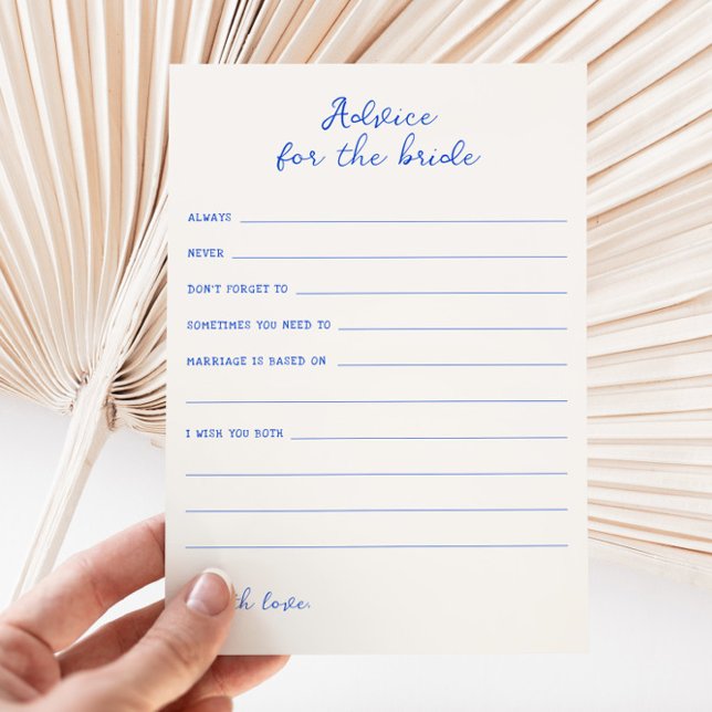 Handwritten Blue Advice for the bride Card (Creator Uploaded)
