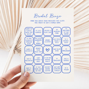 Handwritten Blue Bridal Bingo Card