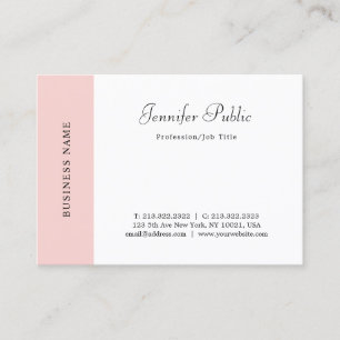 Handwritten Blush Pink White Modern Simple Elegant Business Card