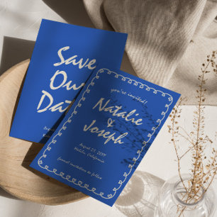 Handwritten Bright Retro Unique Modern Wedding Save The Date
