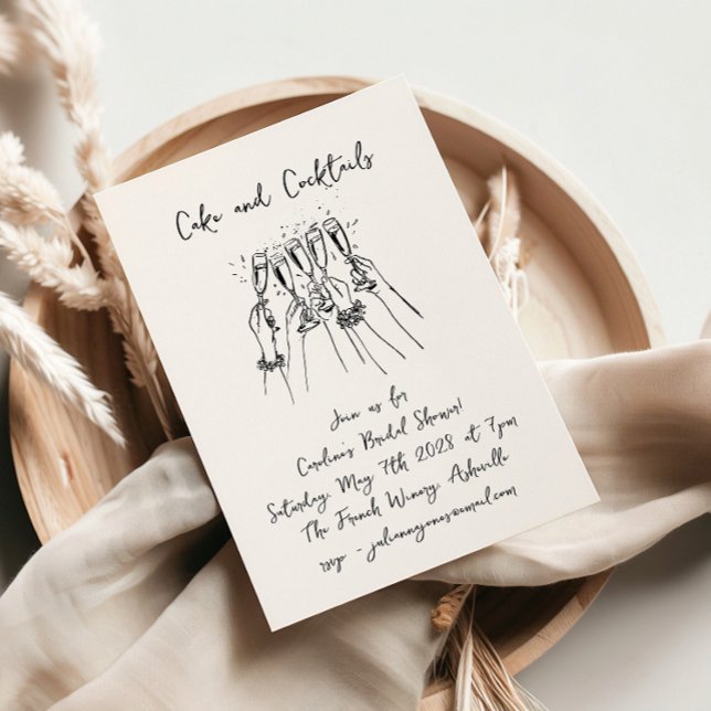 Handwritten Cakes Cocktails Doodles Bridal Shower Invitation (Creator Uploaded)