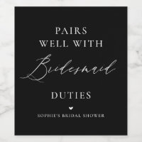 Handwritten Calligraphy Black Bridesmaid