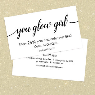 Handwritten Calligraphy Customer Loyalty Discount Card