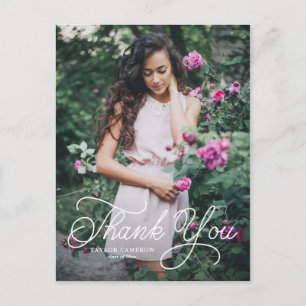 Handwritten Calligraphy Graduation Thank You Postcard