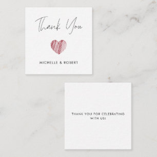 Handwritten Calligraphy Red Heart Thank You  Card