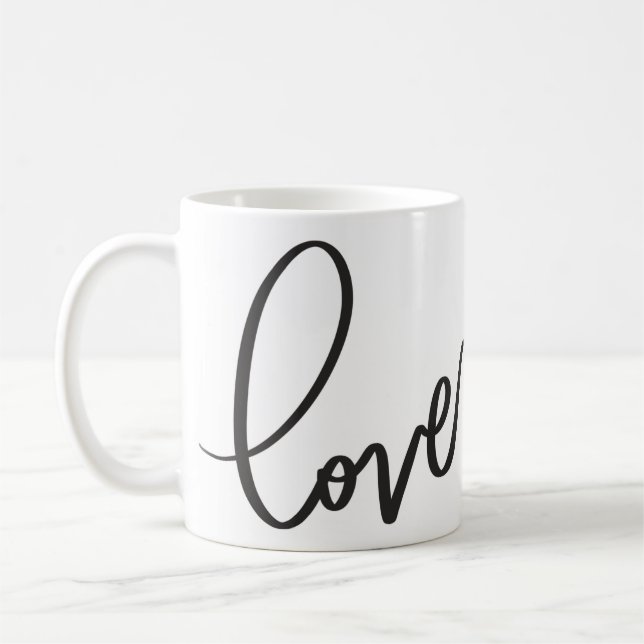 Handwritten Calligraphy Script love  Coffee Mug (Left)