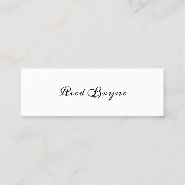 Handwritten Calligraphy White Black Calling Mini Business Card (Front)