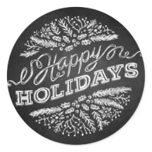 Handwritten Chalkboard Happy Holidays Stickers