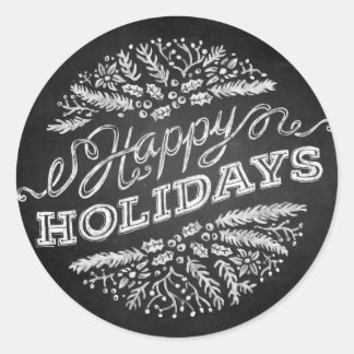 Handwritten Chalkboard Happy Holidays Stickers