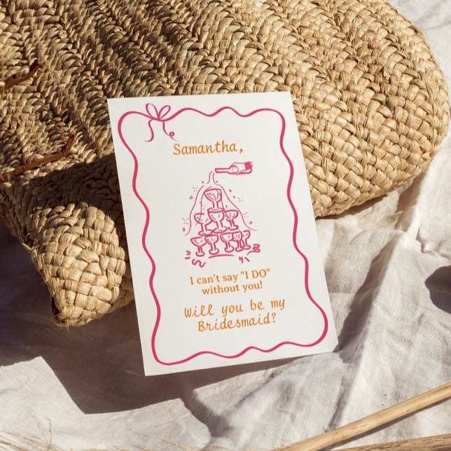 Handwritten Champagne Tower Bridesmaid Proposal  Invitation (Creator Uploaded)