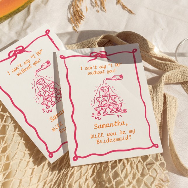 Handwritten Champagne Tower Bridesmaid Proposal Invitation (Creator Uploaded)