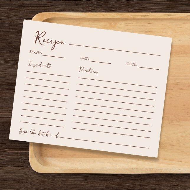 Handwritten Chic Brown Recipe For The Bride (Handwritten Chic Brown Recipe For The Bride)