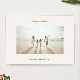 handwritten christmas moss green ink beige photo holiday card
