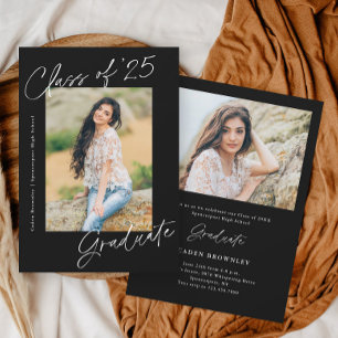 Handwritten Class of 2025 Photo Graduation Invitation