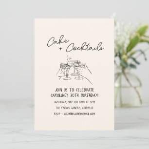 Handwritten Cocktail Doodle 30th Birthday Party Invitation