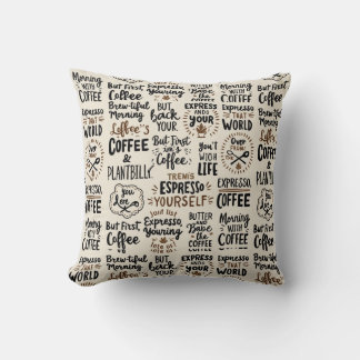 Handwritten Coffee Quotes Cushion