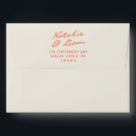 Handwritten Colourful Fun Retro Whimsical Wedding  Envelope<br><div class="desc">A retro modern hand written bright colourful handwritten wedding envelope. Which features bold  bride and groom's handwritten names in orange colour. And  personalised return address .  On simple creamy vintage colour background. Which suits the whole whimsical wedding suite.</div>