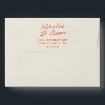 Handwritten Colourful Fun Retro Whimsical Wedding  Envelope<br><div class="desc">A retro modern hand written bright colourful handwritten wedding envelope. Which features bold  bride and groom's handwritten names in orange colour. And  personalised return address .  On simple creamy vintage colour background. Which suits the whole whimsical wedding suite.</div>