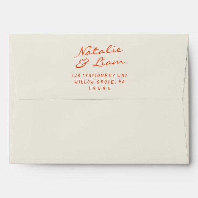 Handwritten Colourful Fun Retro Whimsical Wedding  Envelope (Back (Top Flap))