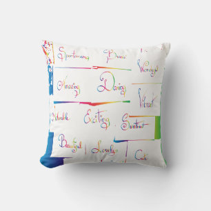 Handwritten Colourful Positive Inspirational words Cushion