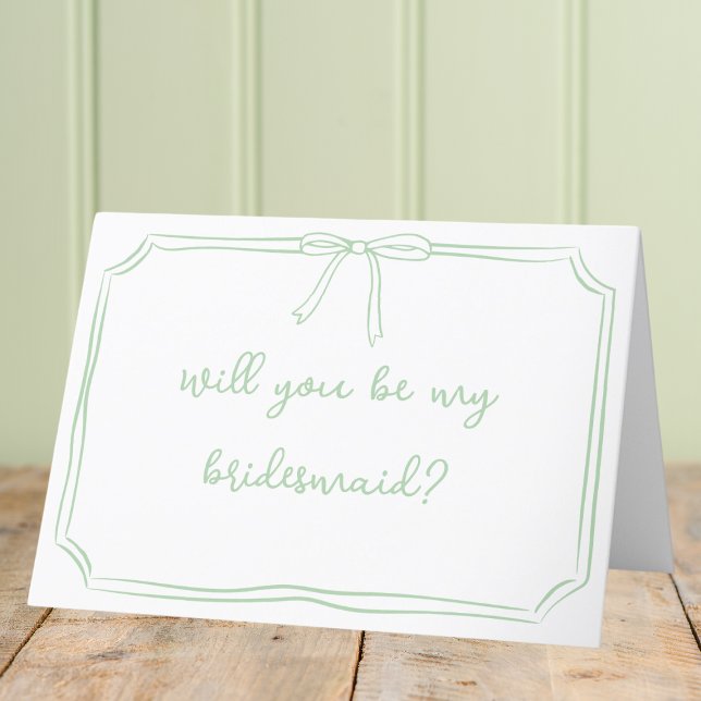 Handwritten Coquette Bow Bridesmaid Proposal Card (Creator Uploaded)