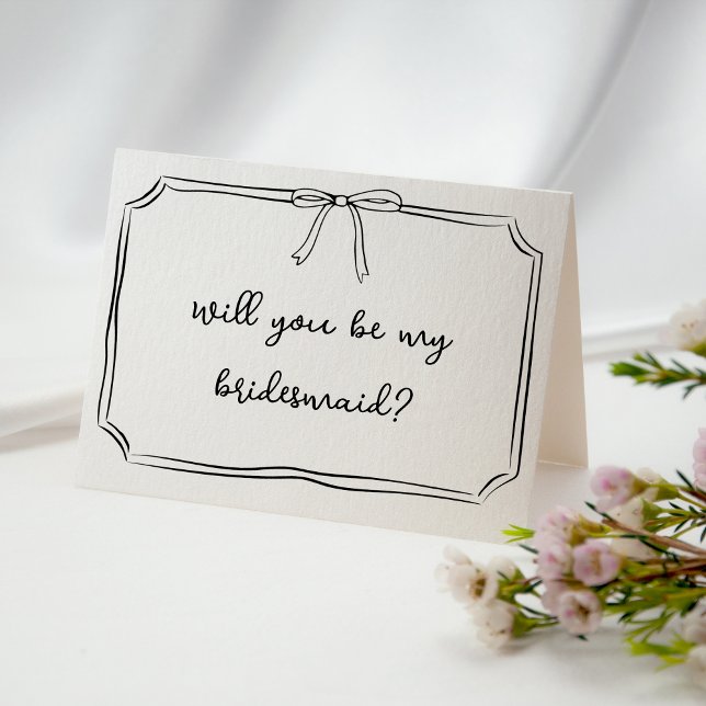 Handwritten Coquette Bow Bridesmaid Proposal Card (Creator Uploaded)