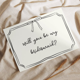Handwritten Coquette Bow Chic Bridesmaid Proposal Invitation