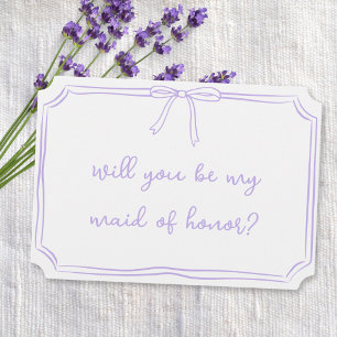 Handwritten Coquette Bow Maid of Honour Proposal Invitation