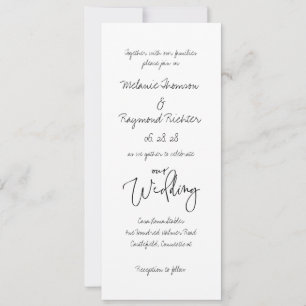 Handwritten Cursive 2 Our Wedding 4 X 9 Inch Long Invitation