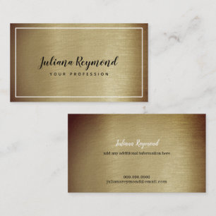 handwritten cursive name on brownish old gold business card