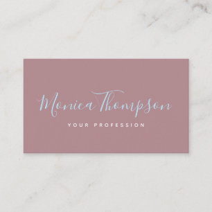 handwritten cursive name on feminine dusty rose business card