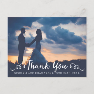Handwritten Cursive Wedding Photo Thank You Card