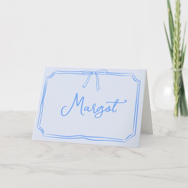 Handwritten Custom Name Coquette Bow Notecard (Front)