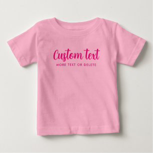 Handwritten Custom Text Photo Template Pink Baby T-Shirt