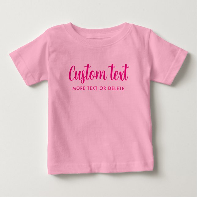 Handwritten Custom Text Photo Template Pink Baby T-Shirt (Front)