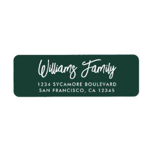 Handwritten Dark Green Family Return Address Return Address Label