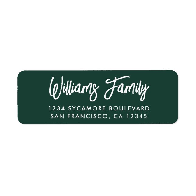Handwritten Dark Green Family Return Address Return Address Label (Front)