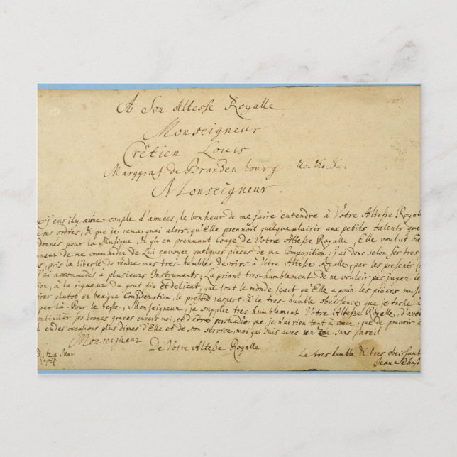 Handwritten dedication  'Brandenburger Concertos' Postcard (Front)