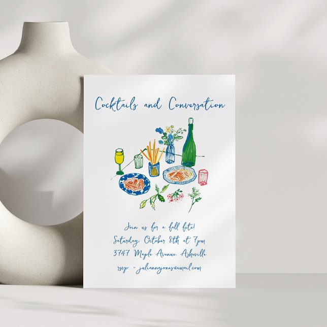 Handwritten Doodles Cocktails Fall Fete Custom Invitation (Creator Uploaded)