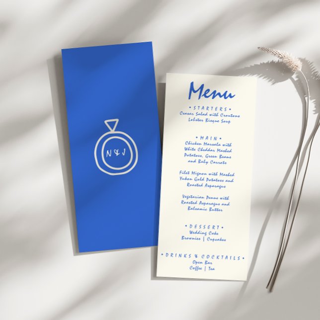 Handwritten Drawn Retro Bright Unique Wedding Ring Menu (Creator Uploaded)