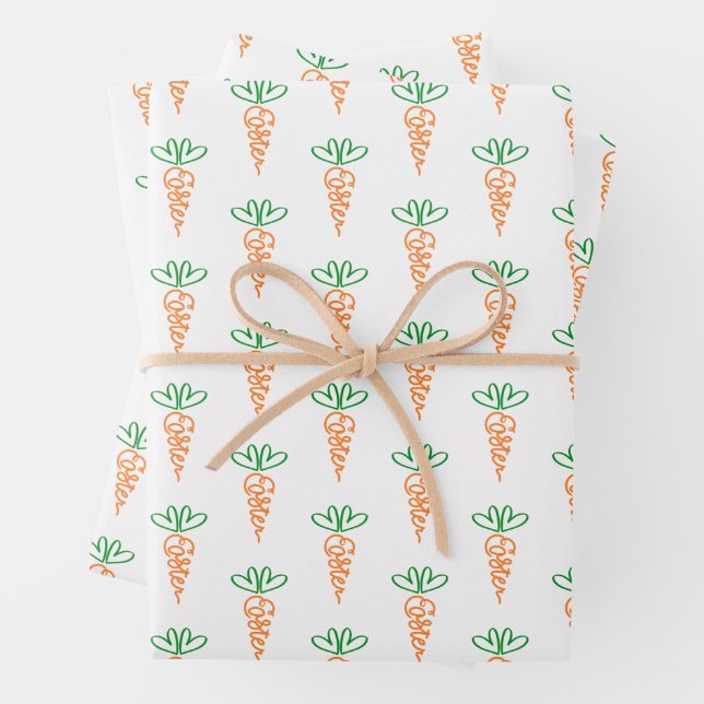 Handwritten Easter Carrot Gift Wrap (In situ)